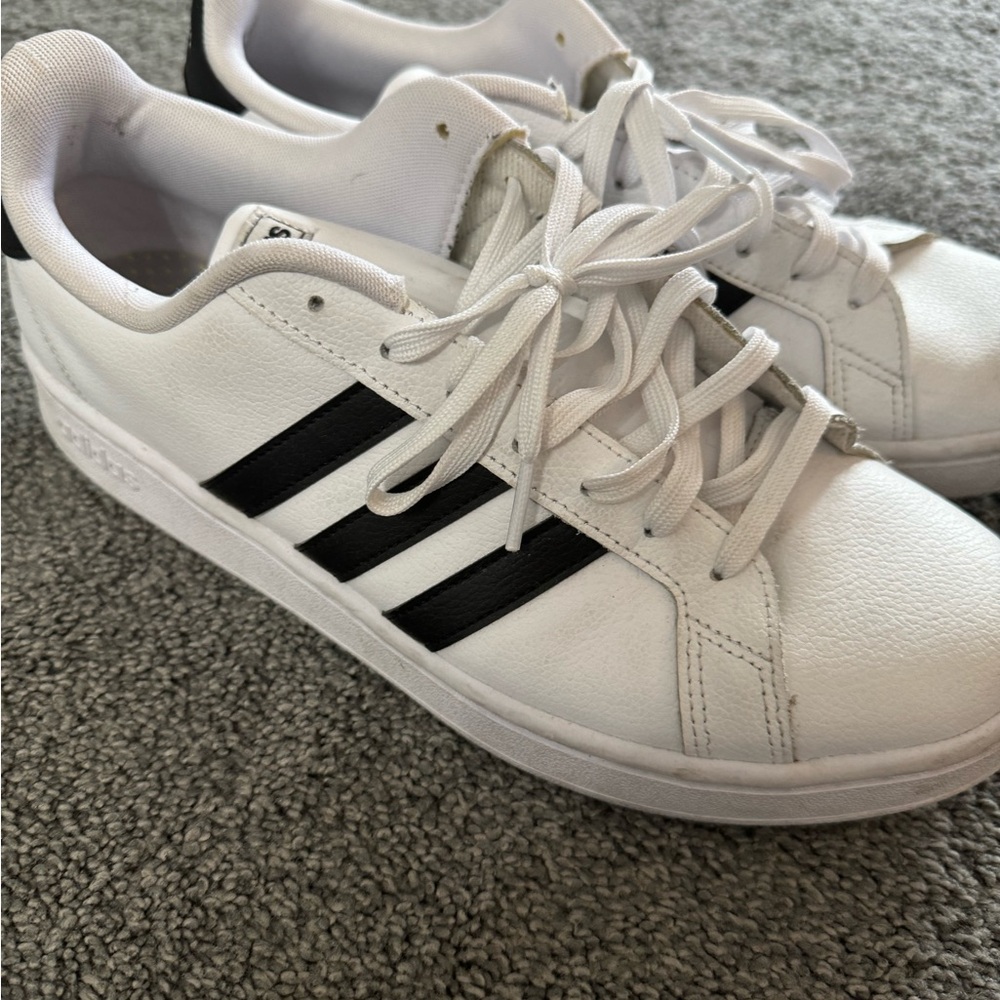 Adidas White and Black Athletic Court Shoe